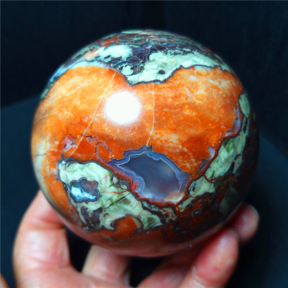 RARE 615.2g 76mm Natural Polished Colorful Agate Crystal Ball Healing A4894