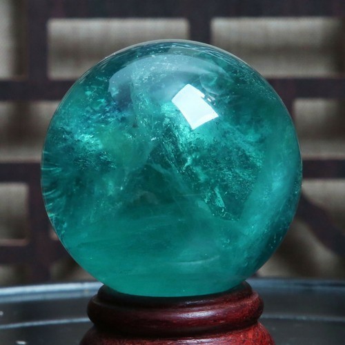 50mm-217g Natural Green Fluorite Quartz Crystal Sphere Ball
