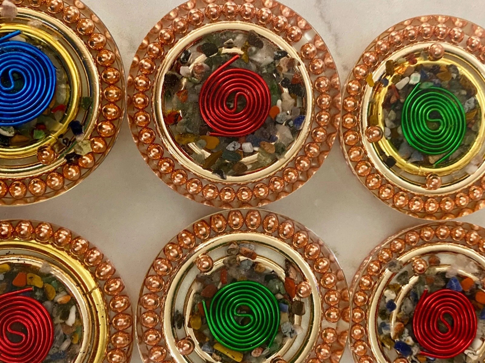 Pocket OG ORGONITE made of COPPER, METAL, QUARTZ CRYSTALS and RESIN Handmade