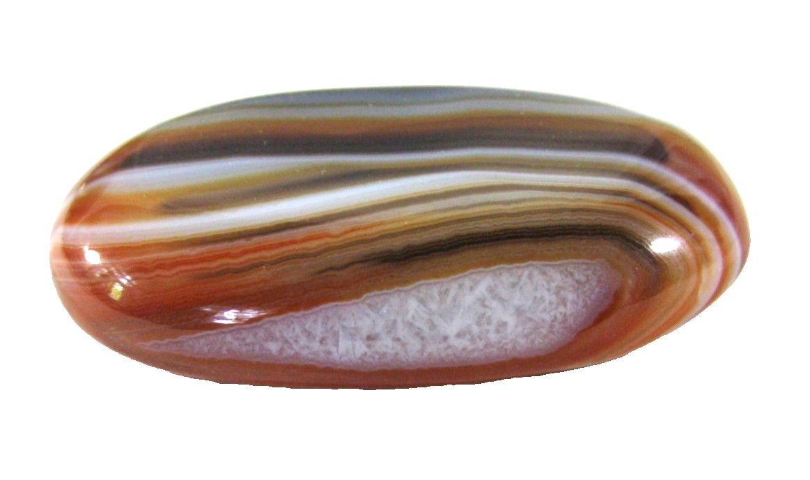 Madagascar Agate Polished Long Pear or Palm Stone 65 mm x 37 mm 68 g