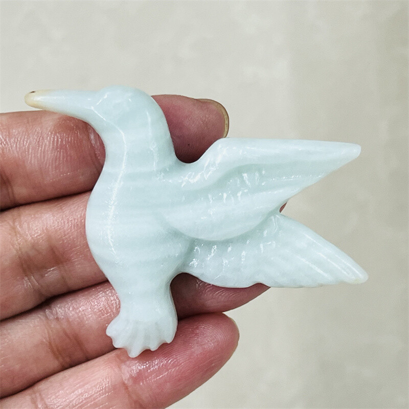 2.4″ Natural Amazonite Phoenix bird Skull Quartz Crystal Skull Reiki Healing 1PC