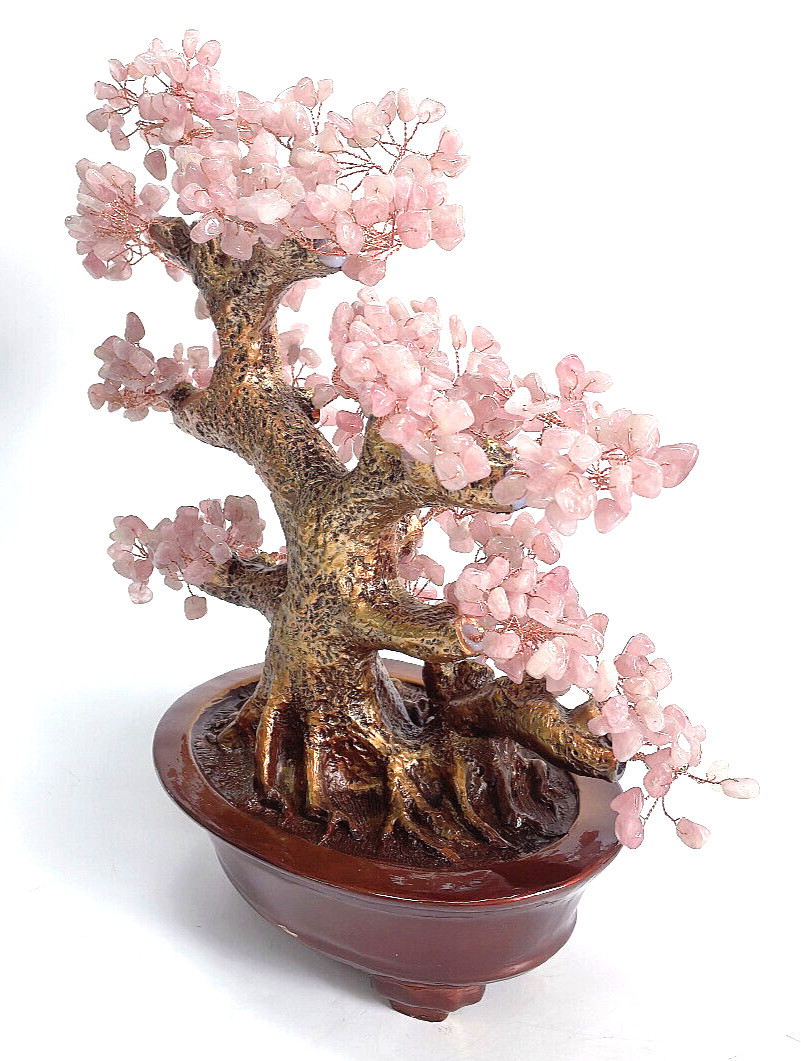 H :14 in Housewarming Gift Natural Rose Quartz Crystal Money Lucky Fortune Treer