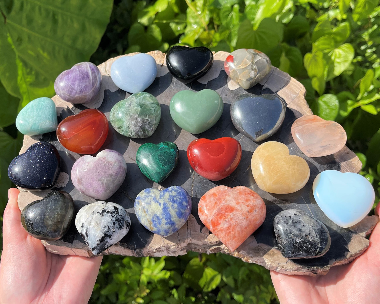 LARGE Gemstone Crystal Hearts 1.5 – 2″ Choose Type (Puffed Heart, Stone Heart)