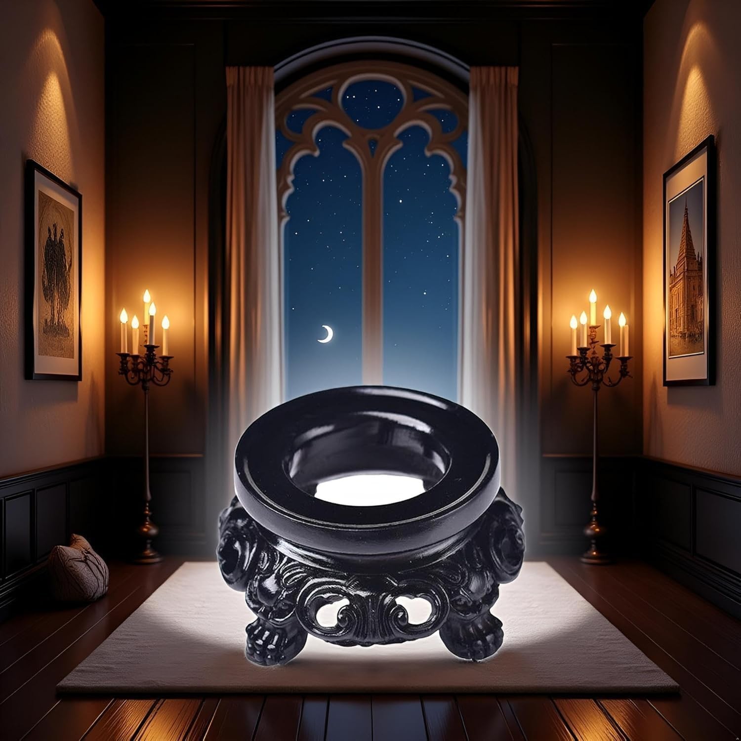 2Pcs Black Wooden Display Stand for Crystal Sphere Quartz Ball Holder