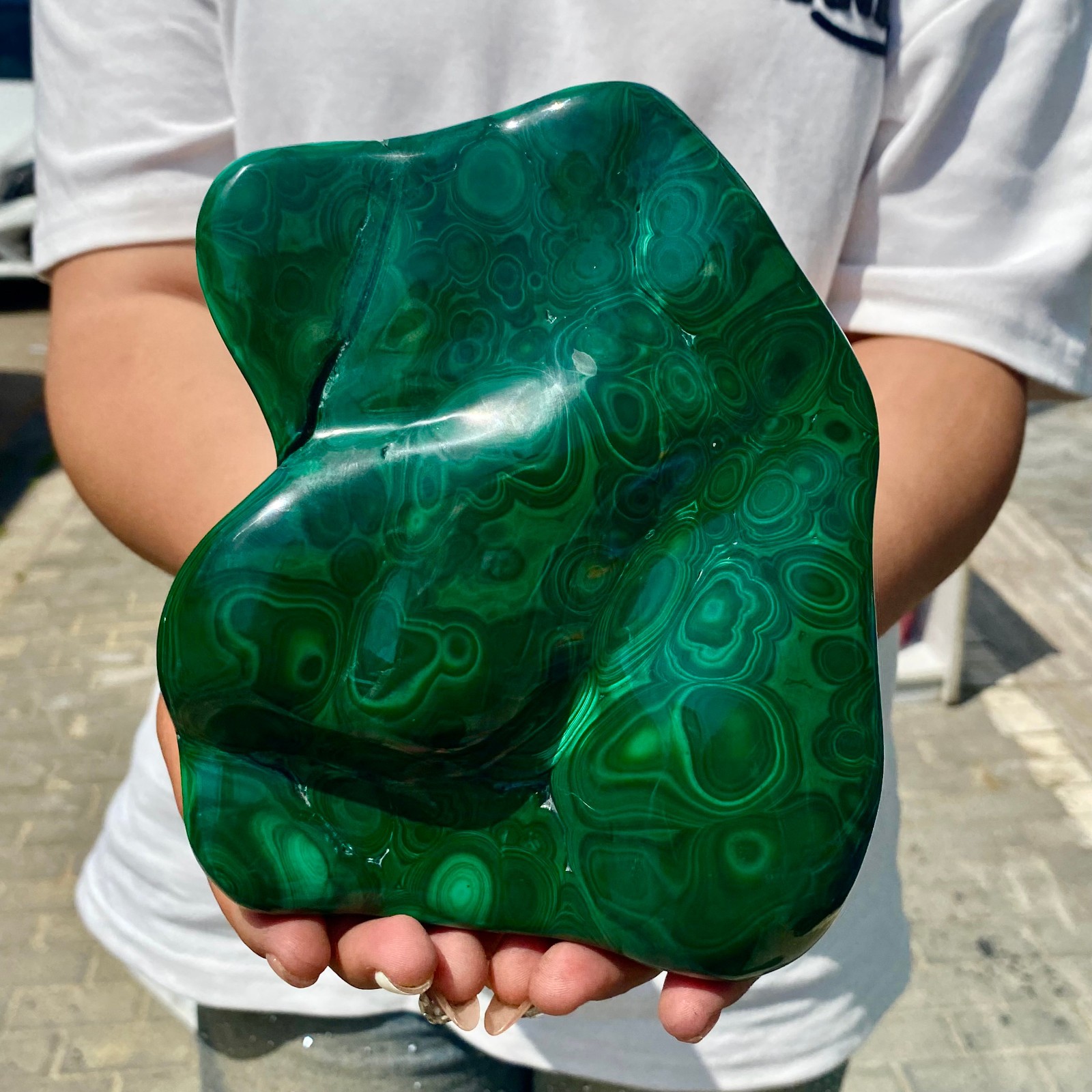 5.04LB Natural glossy Malachite transparent cluster rough mineral sample