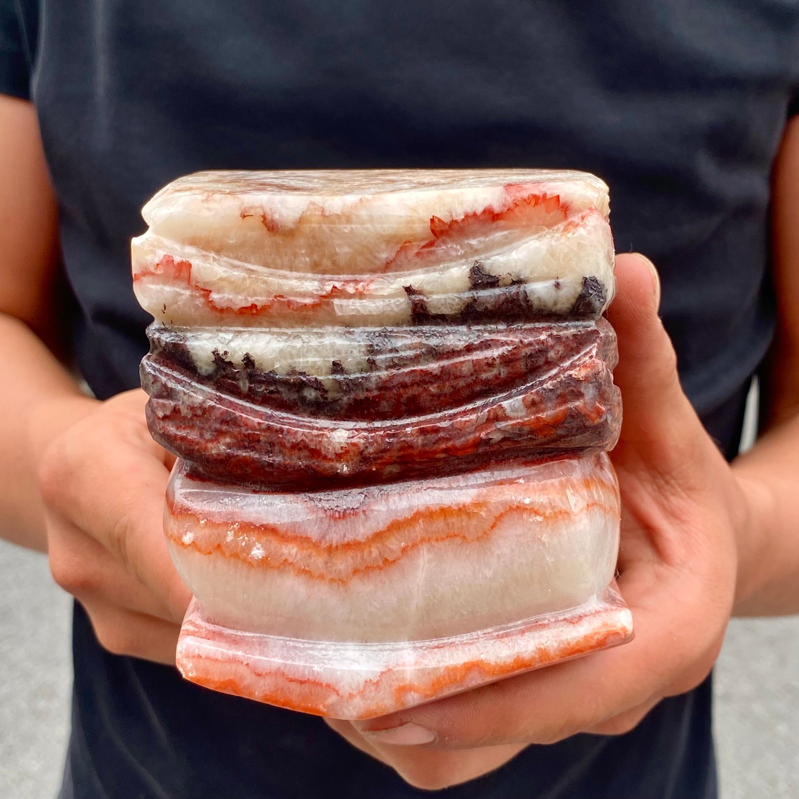 4.2LBNatural Pork Belly Stone Meat Shape Calcite Feng Shui Home Display Ornament
