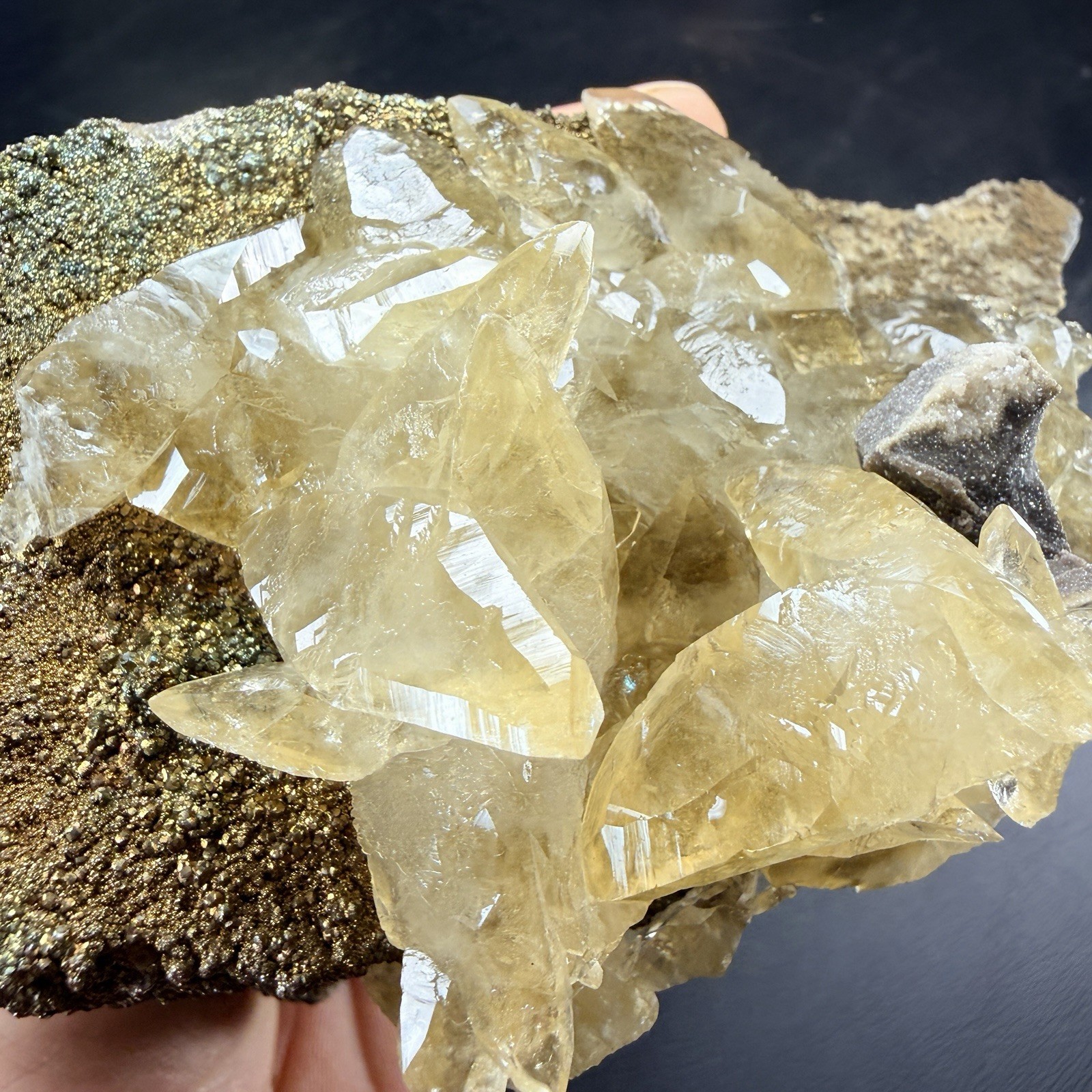 Calcite Crystals Iridescent Chalcopyrite on Matrix / Missouri *Video