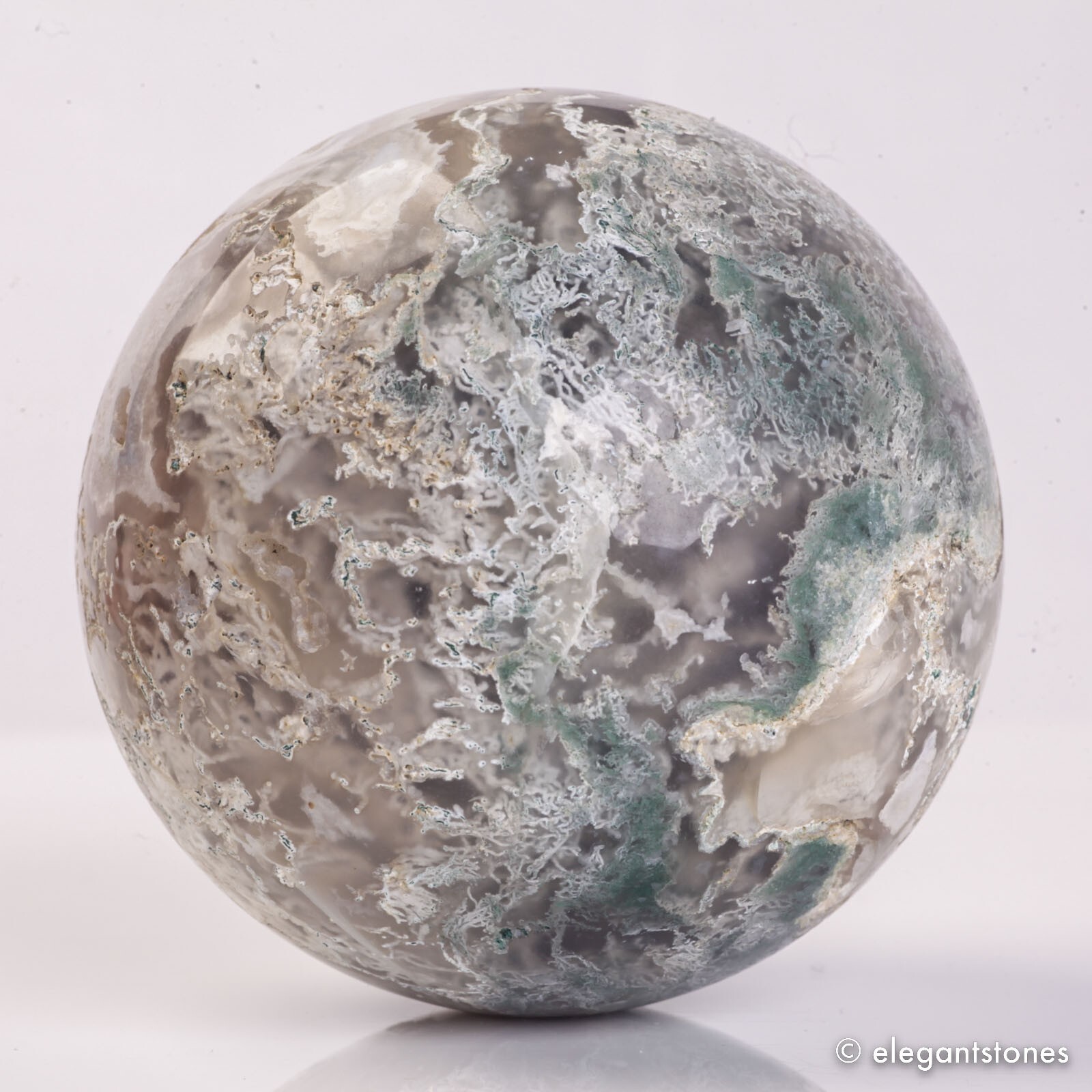 727g 83mm Moss Agate Sphere Crystal Natural Aquatic Plant Water Grass Reiki Ball