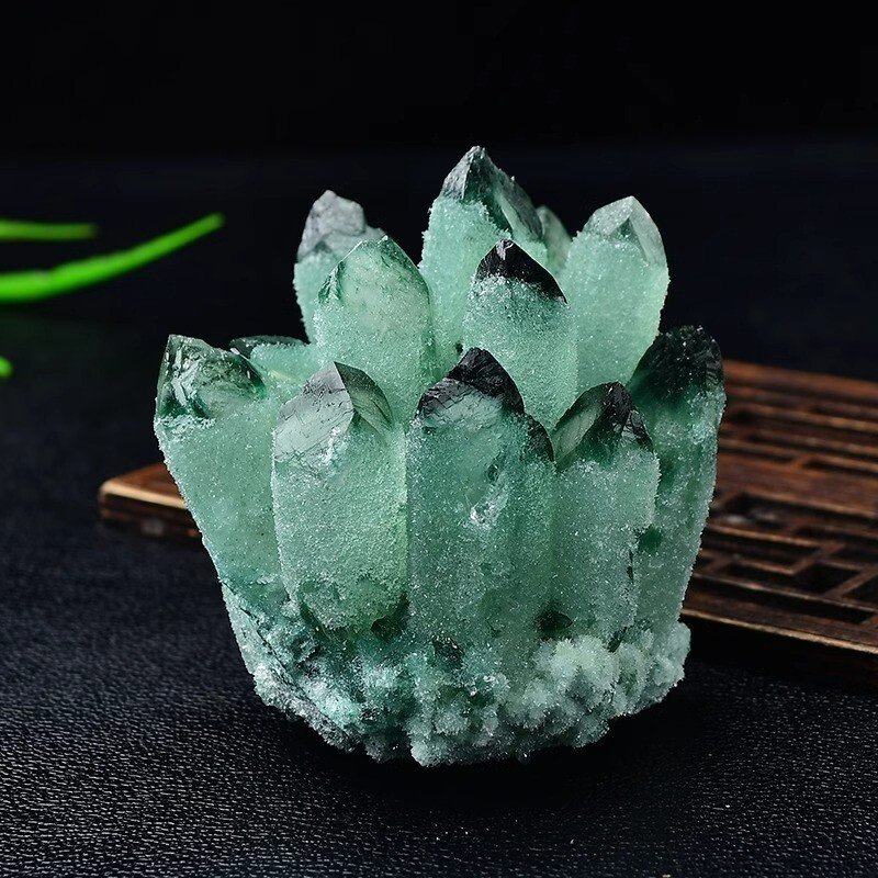 310g+ Natural Raw Green Ghost Phantom Geode Cluster Mineral Specimen Crystal