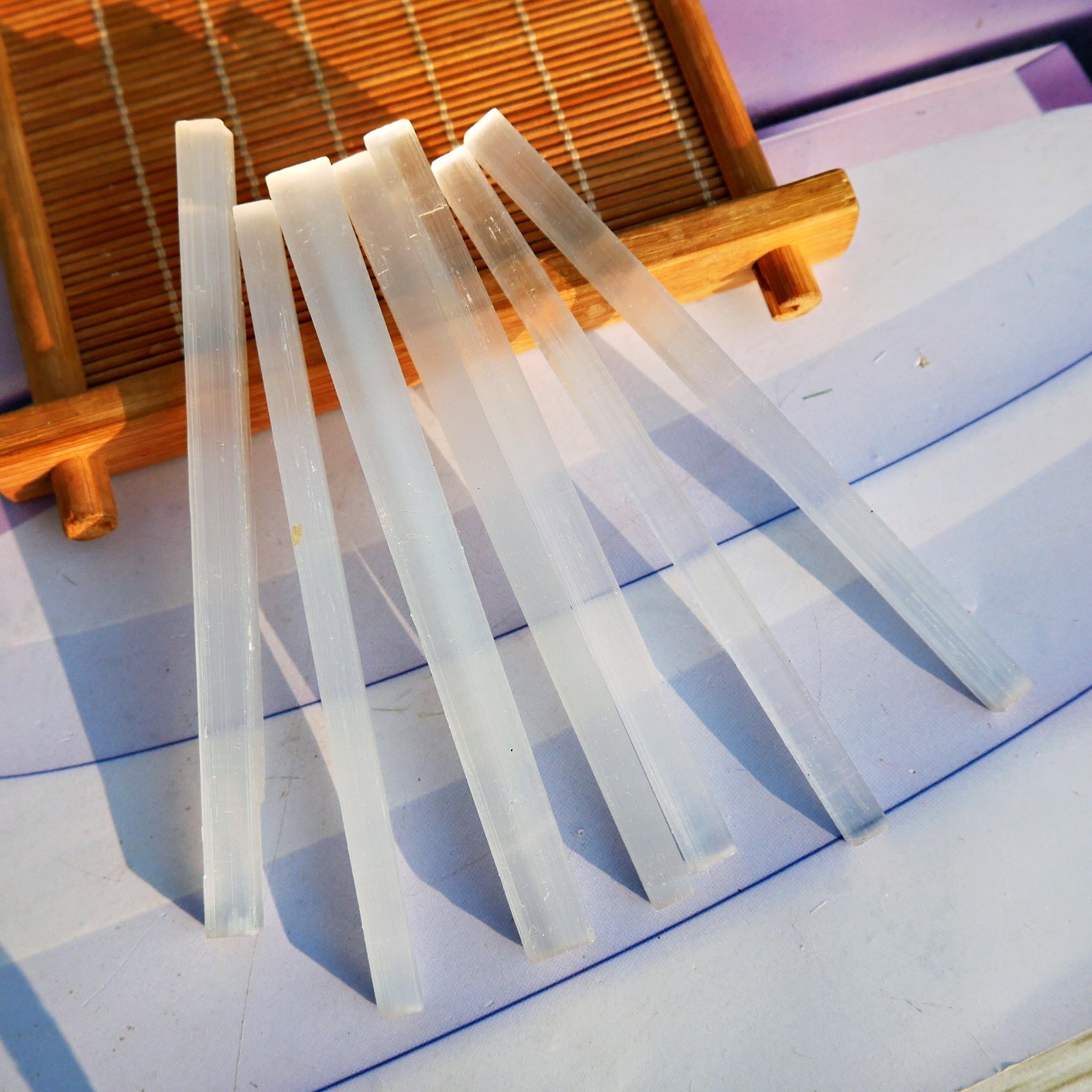 48PCS 4in Selenite Sticks Bulk Wholesale Crystal Wands Cleansing Charging Gift
