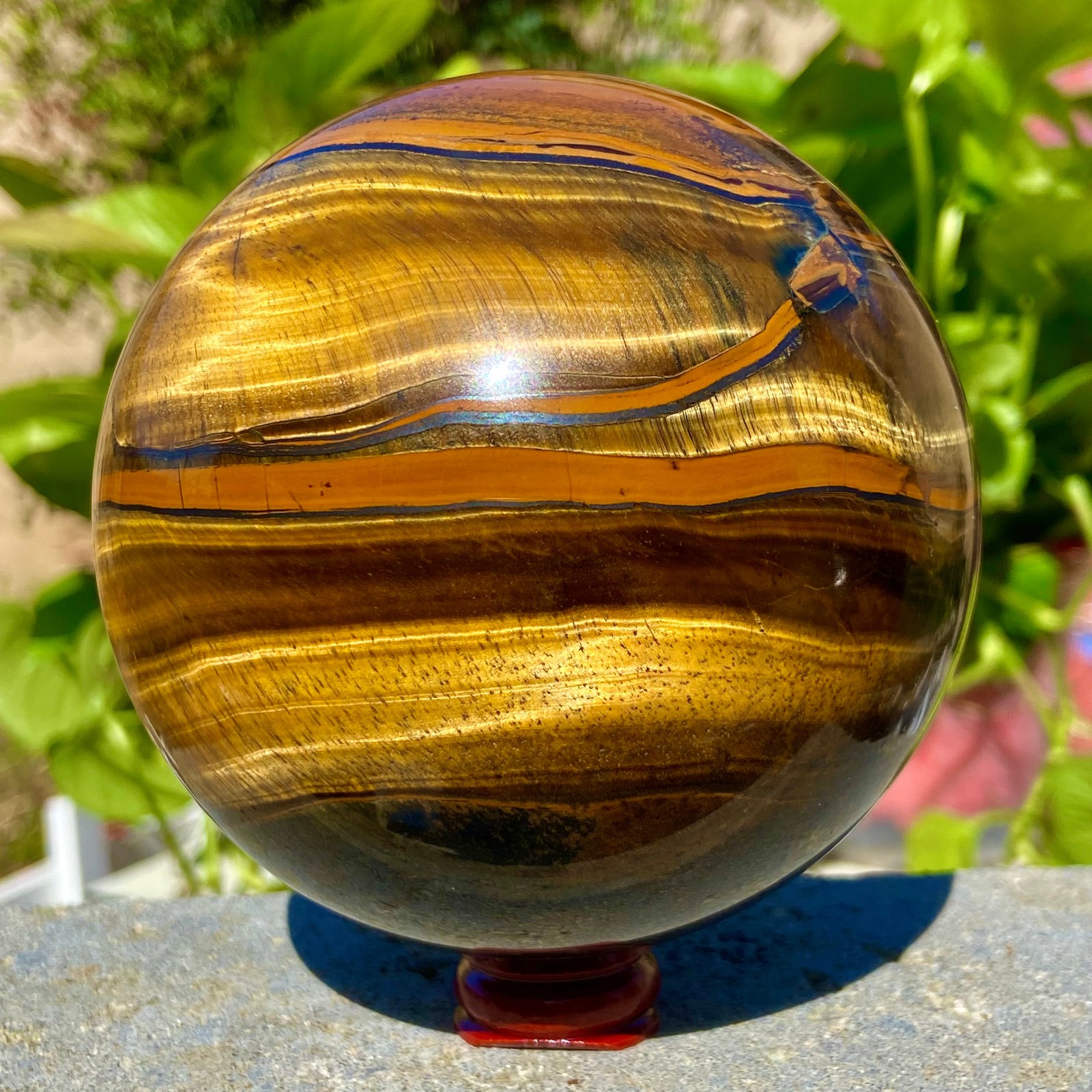 3.41LB Natural Tiger’s eye stone quartz Sphere crystal ball rock Healing
