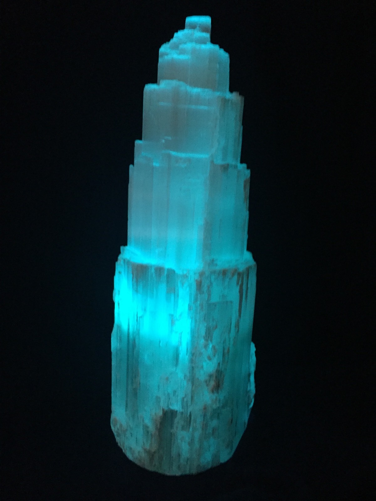 10″ Large Selenite Lamp Carve Crystal Lamp Multi Color Selenite Lamp Tower Lamp.