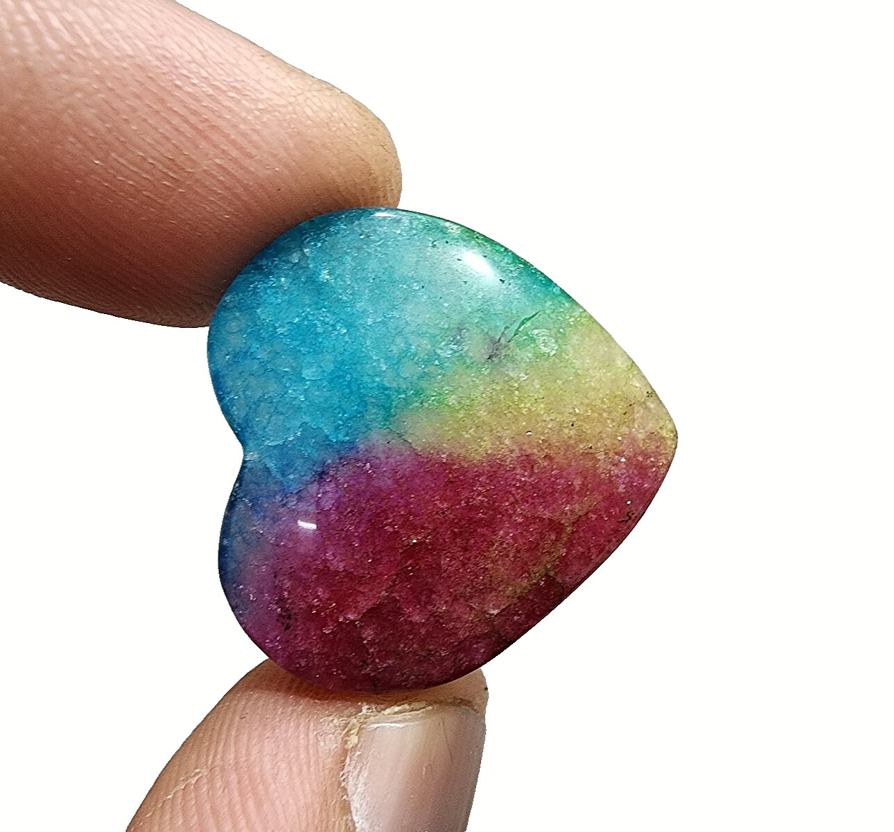 Lovely Piece Rainbow Solar Quartz Heart Shape Gemstone Cabochon Jewelry 41 Crt