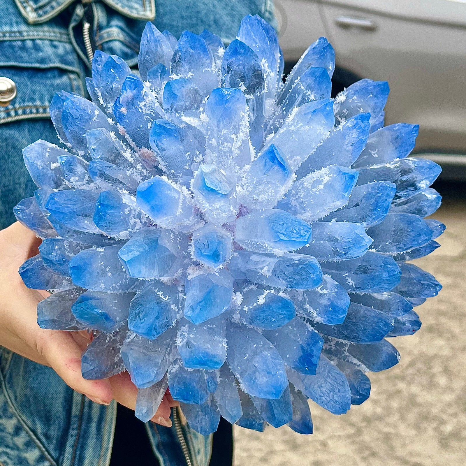 11.9LB eatiful blue Tibetan Ghost phantom Quartz Crystal Cluster Specimen