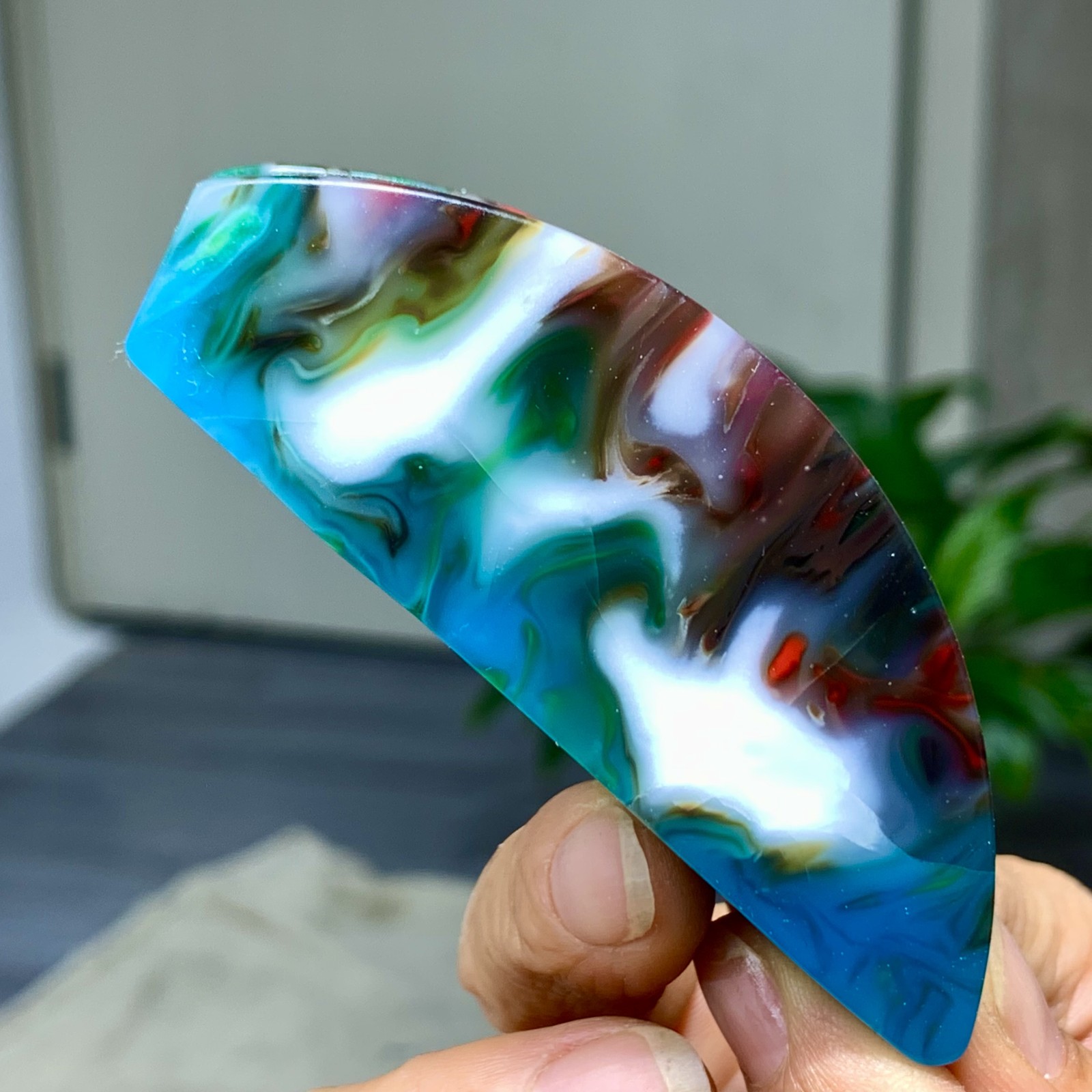 81G Natural NanHong Agate block multicolored Pattern Cabochon mineral Crystal