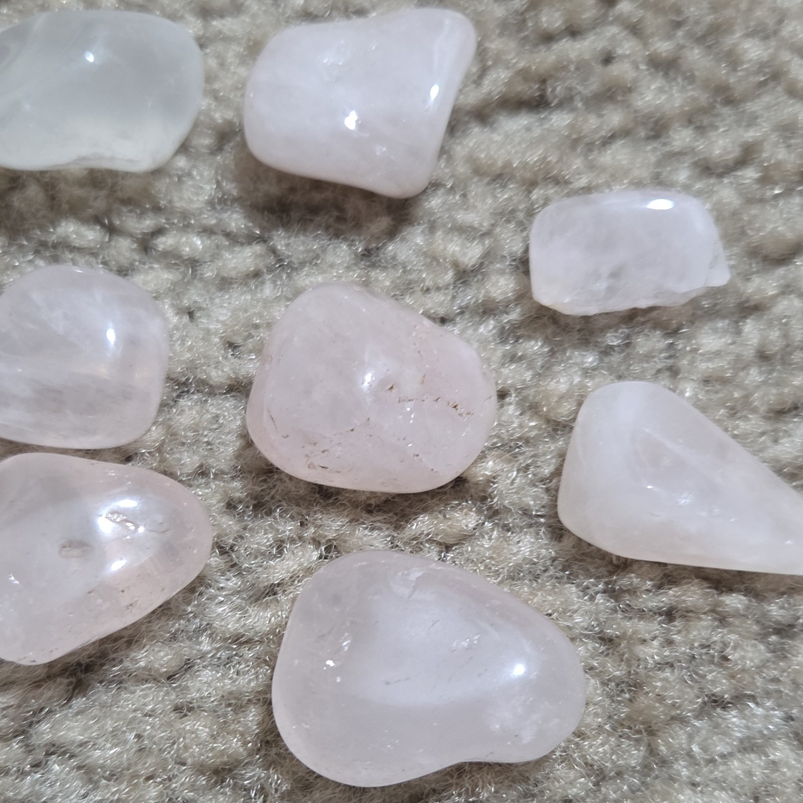 Tumbled & Raw Light Pink and Clear Crystal Stones Lot