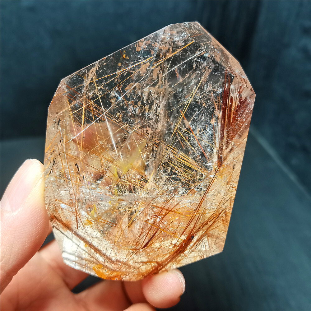 Rare Clear Golden Rutilated Inclusions Stone Gold Needles Stone specimen CY07