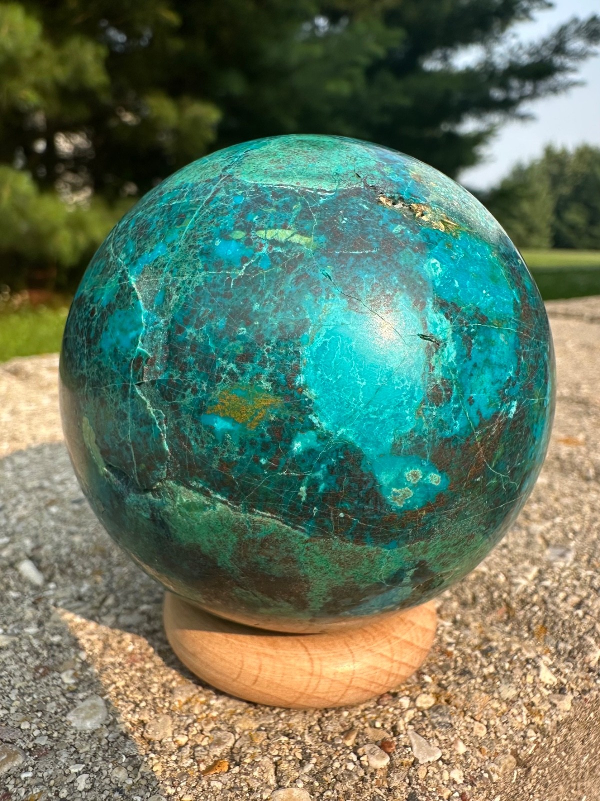 434g natural blue turquiose sphere chrysocolla crystal ball
