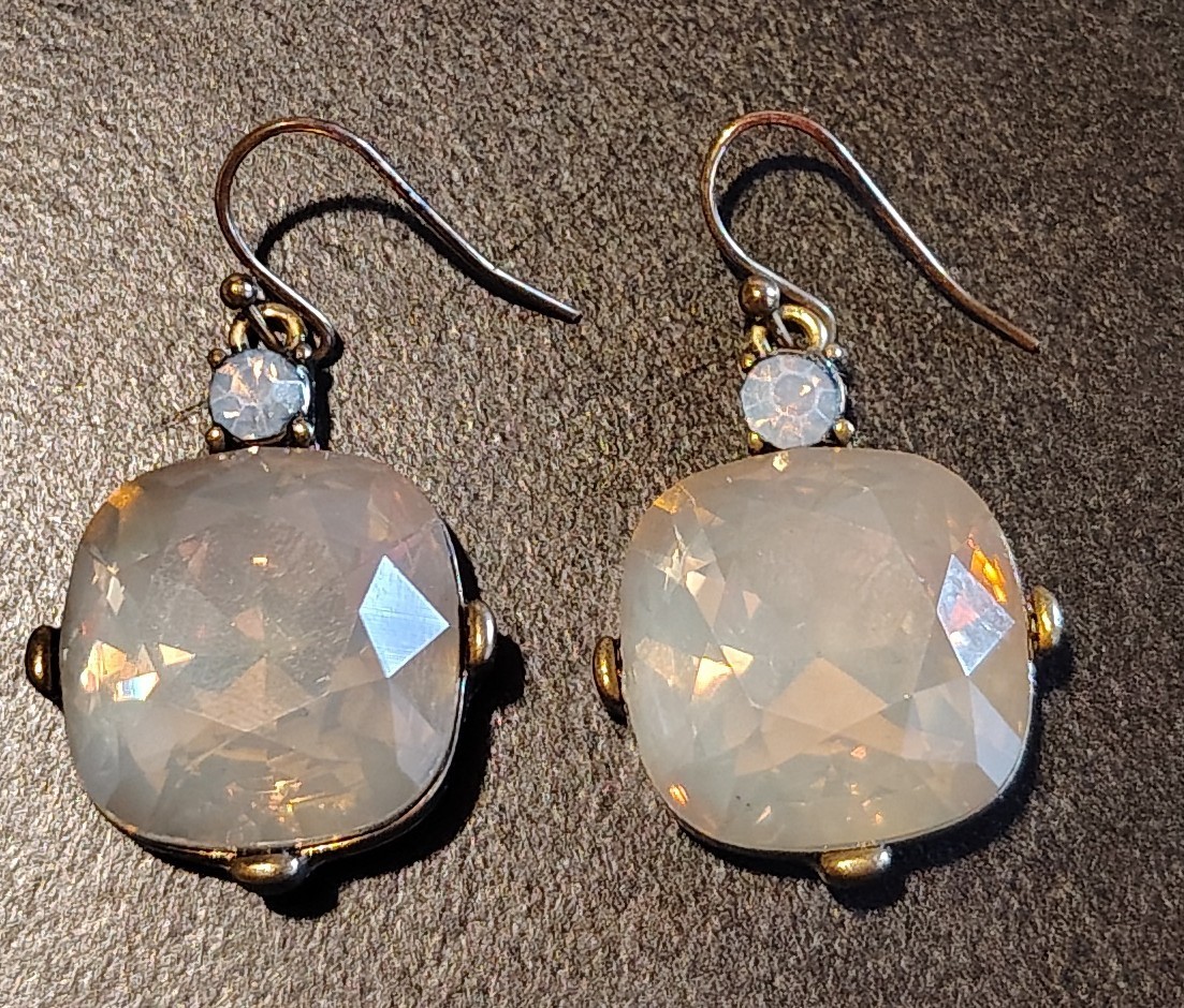 Blonde Crystal Cushion Color Changing Dangle Earrings