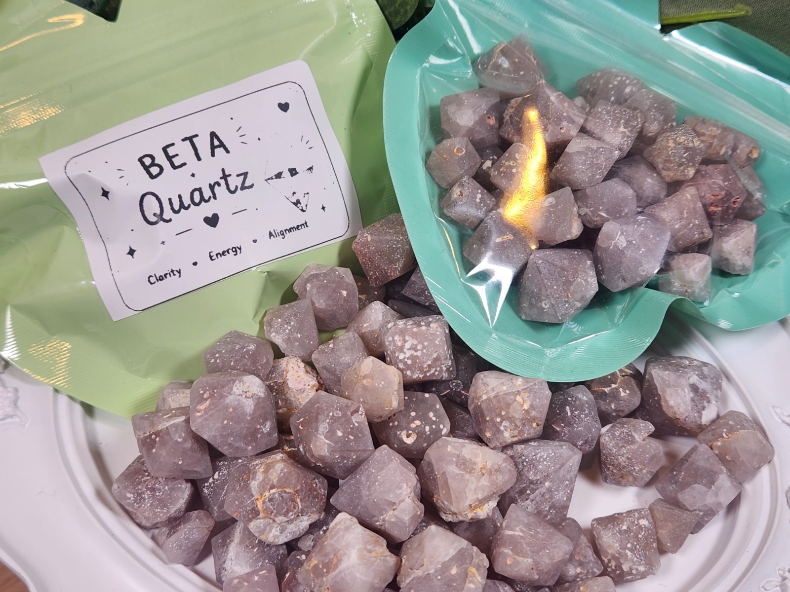 50g Beta Quartz Crystal Lot Indonesia Natural Quartz Bipyramidal Crystals