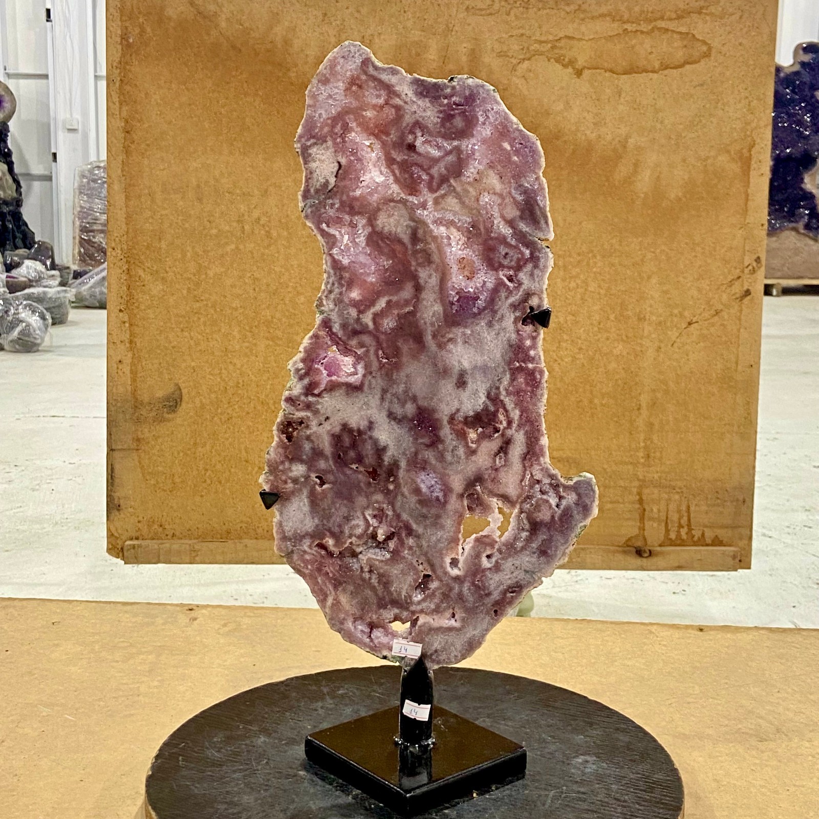 8.07LB Natural amethyst pink quartz agate crystal slice display specimen