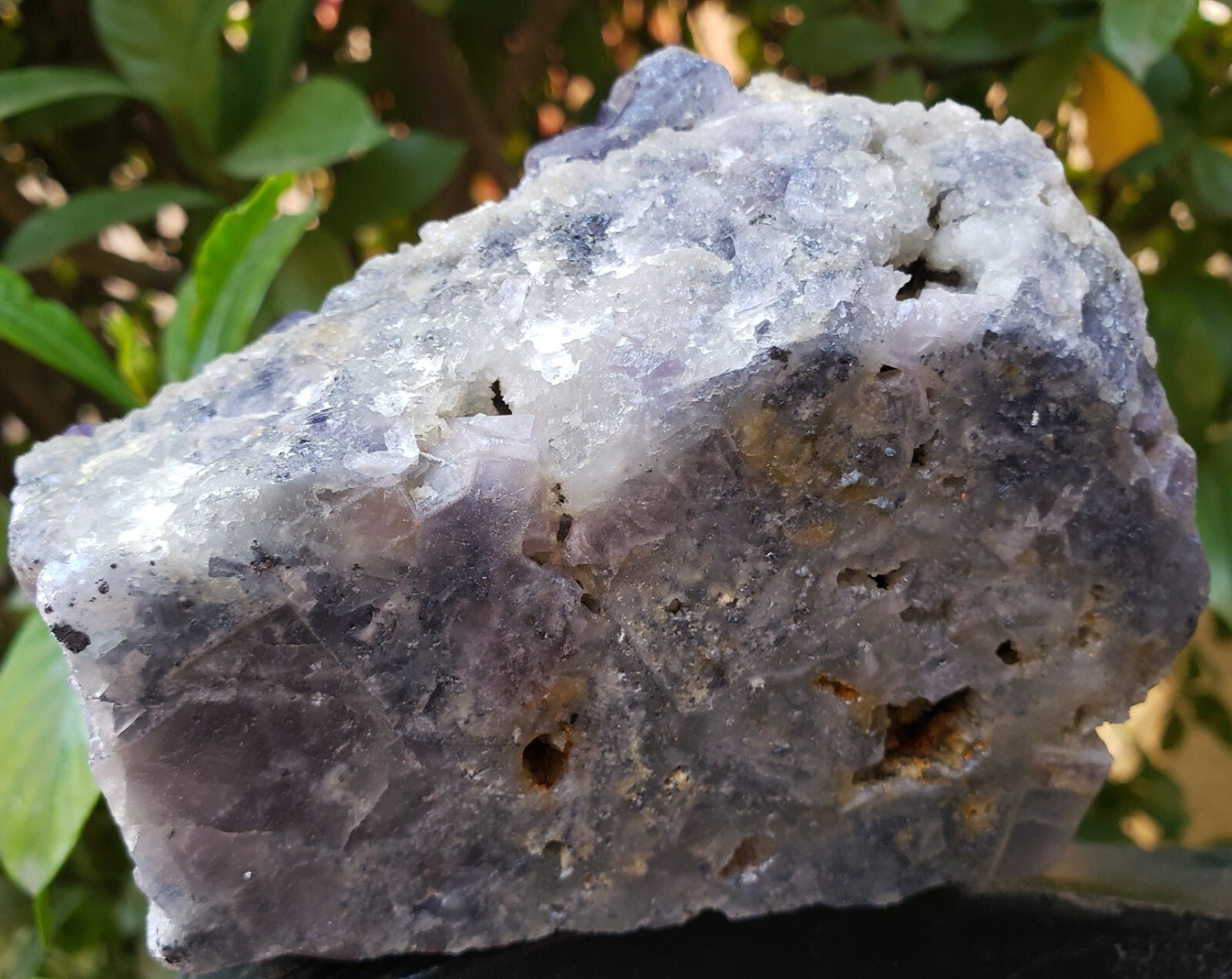 Nigerian Daylight Color-Changing Purple-Grayish Fluorite Quartz Crystal Pyrite