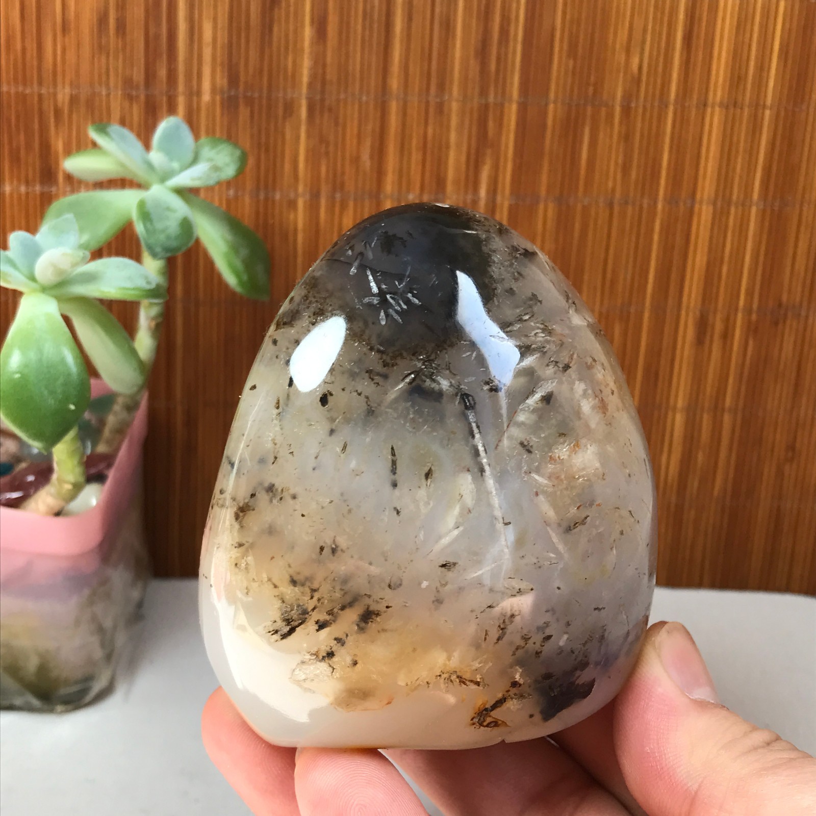 77-74-50mm Natural aquatic plants agate pretty Crystal specimens 433g A1877