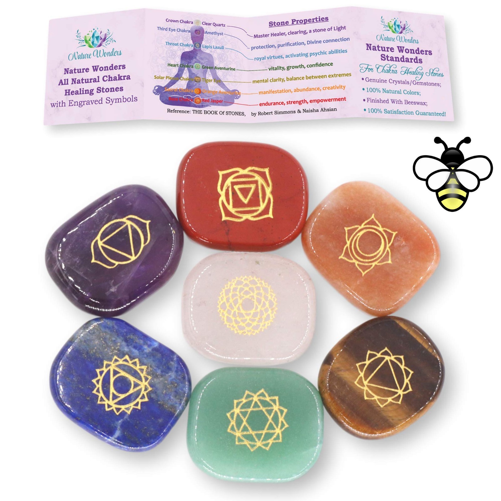 NatureWonders All Natural Chakra Stone Set with Information Brochure & Travel…