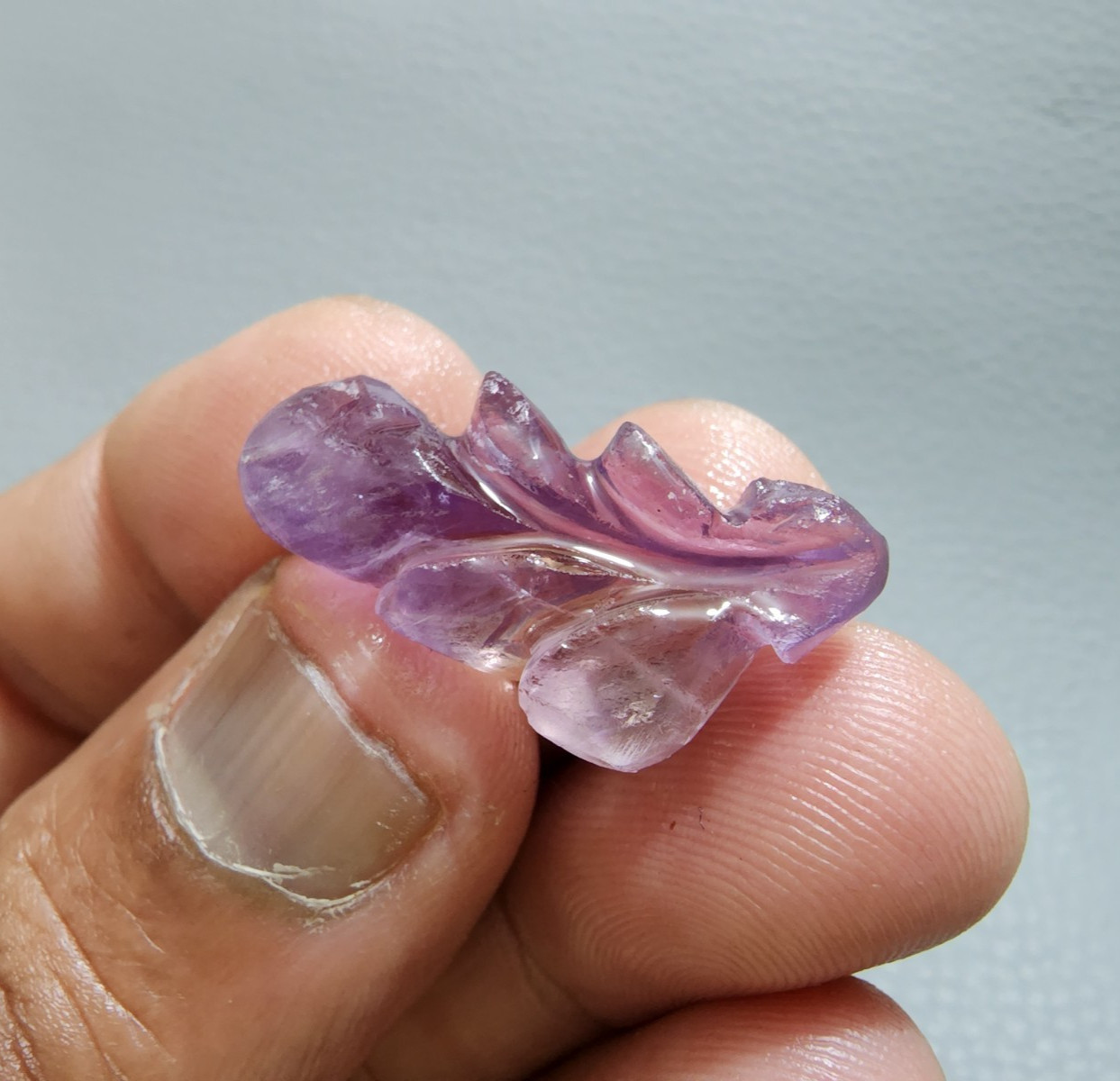 Lovely AA+ 19 Crt Purple Ametrine Flower Carving Gemstone Jewelry Making Carving