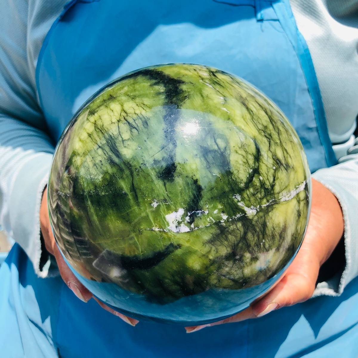9.02LB Natural ophiolite crystal ball Quartz polishinSphere Healing Reiki decor