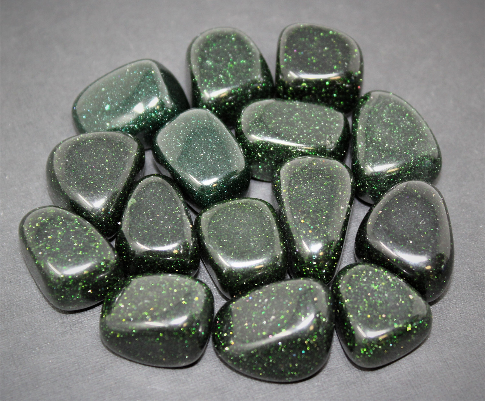 3 Goldstone Tumbled Stones: 1 Each Blue, Red & Green (Premium Quality ‘A’ Grade)