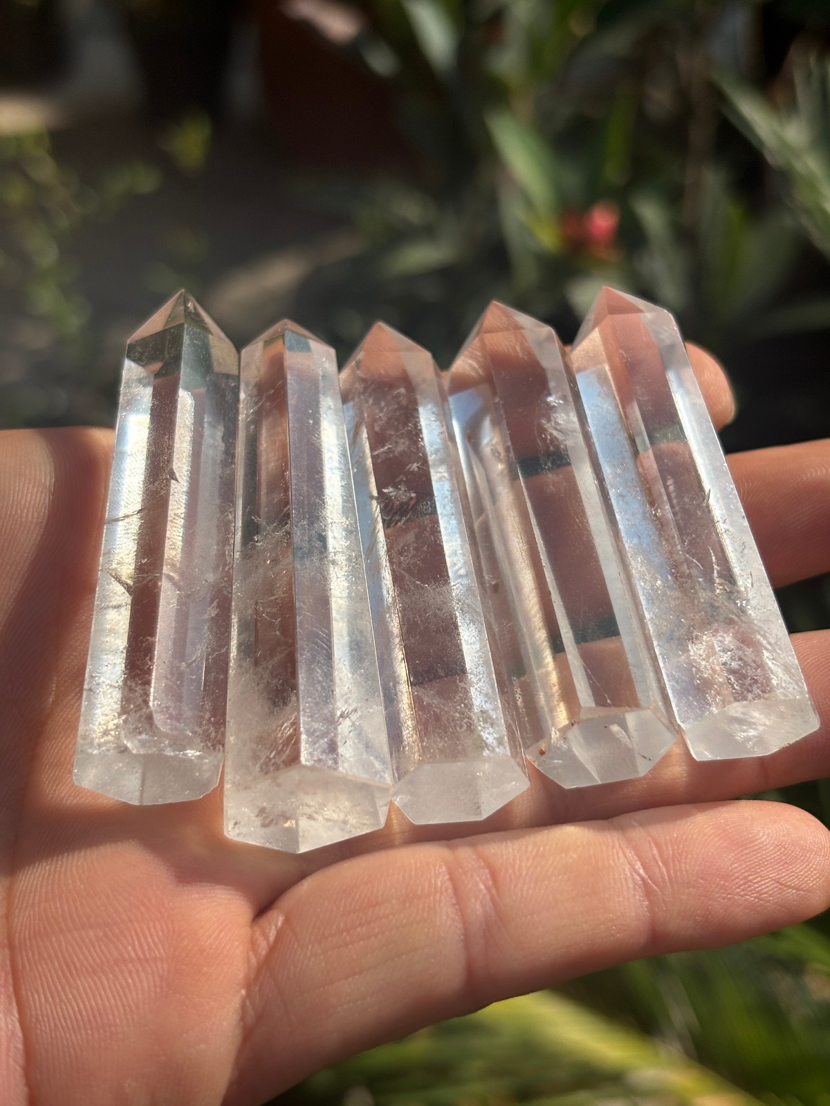 5PCS CLEAR QUARTZ SINGLE THIN PENCIL POINT WAND GEMSTONE CRYSTAL