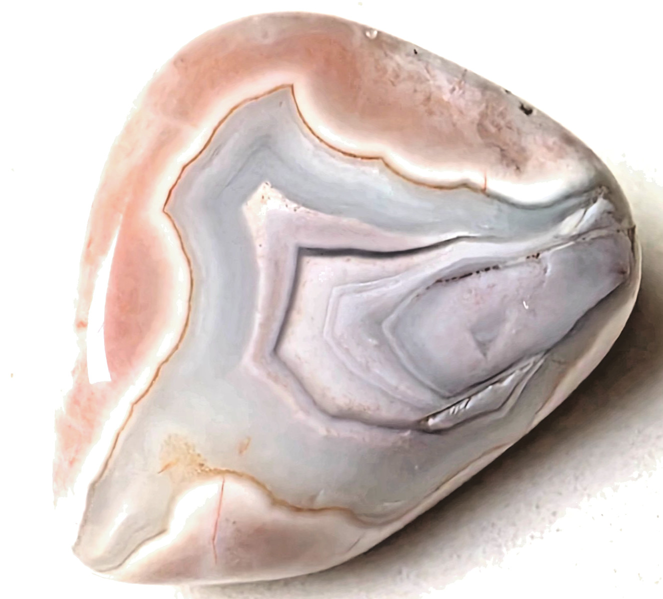 3 POLISHED BOTSWANA AGATEs , 44.6 Grams Bands , Greys , Pinks . Nice Lot