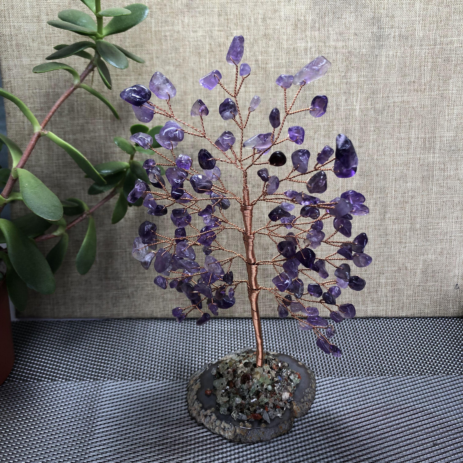 Natural beautiful crystal hand woven tree home decoration gift Dream Amethyst 18