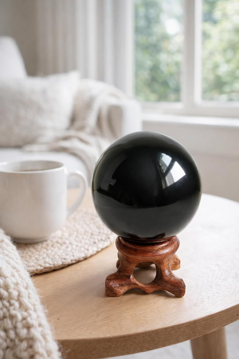 Black Obsidian Sphere for Meditation, Feng Shui, and Divination – Authentic Obsi