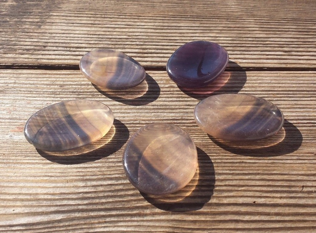 NATURAL FLUORITE GEMSTONE WORRY STONE (ONE)