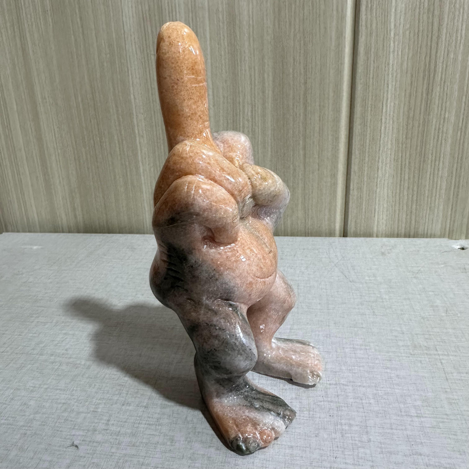 1pc natural sunstone quartz carved middle finger skull crystal healing gift
