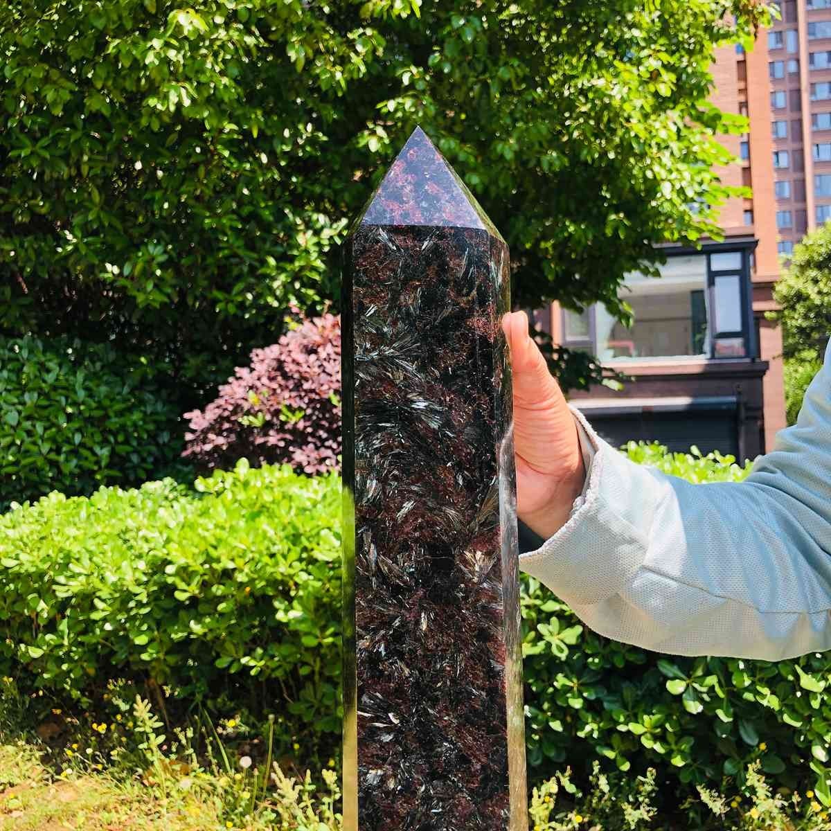 16.98LB Natural Fireworks Stone Obelisk Quartz Tower Crystal Wand Point Healing