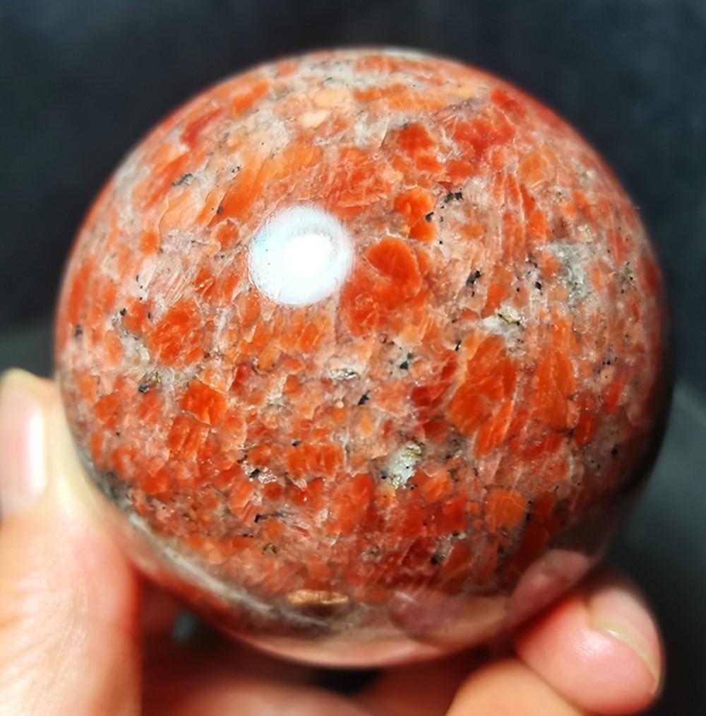 Rare 382G Natural Polished Gold Sun Agate Crystal Ball Healing A162
