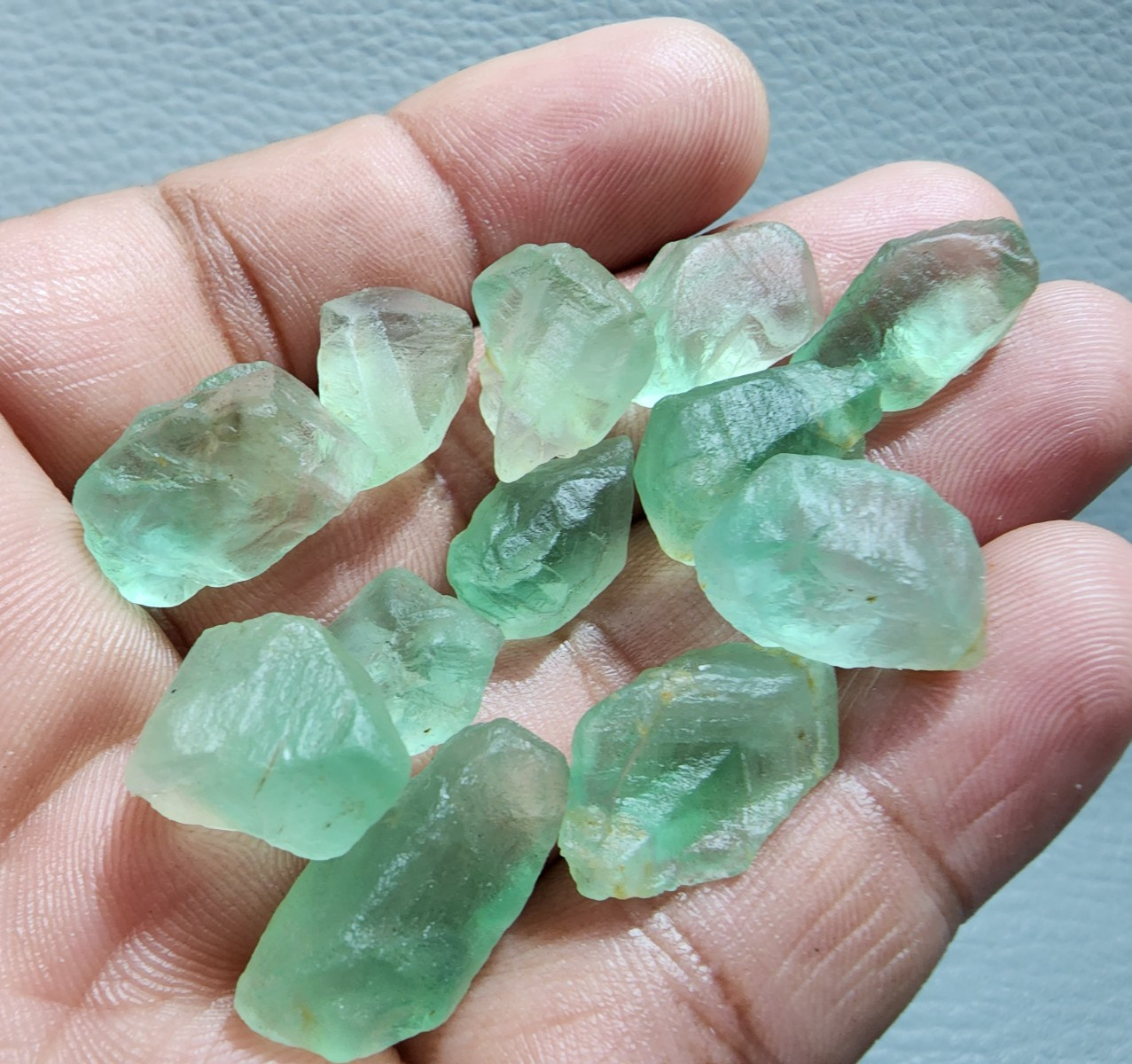 12 Pcs Amazing AA+ Green Fluorite Rough Gemstone Crystal Rough Raw Size 15-22 MM