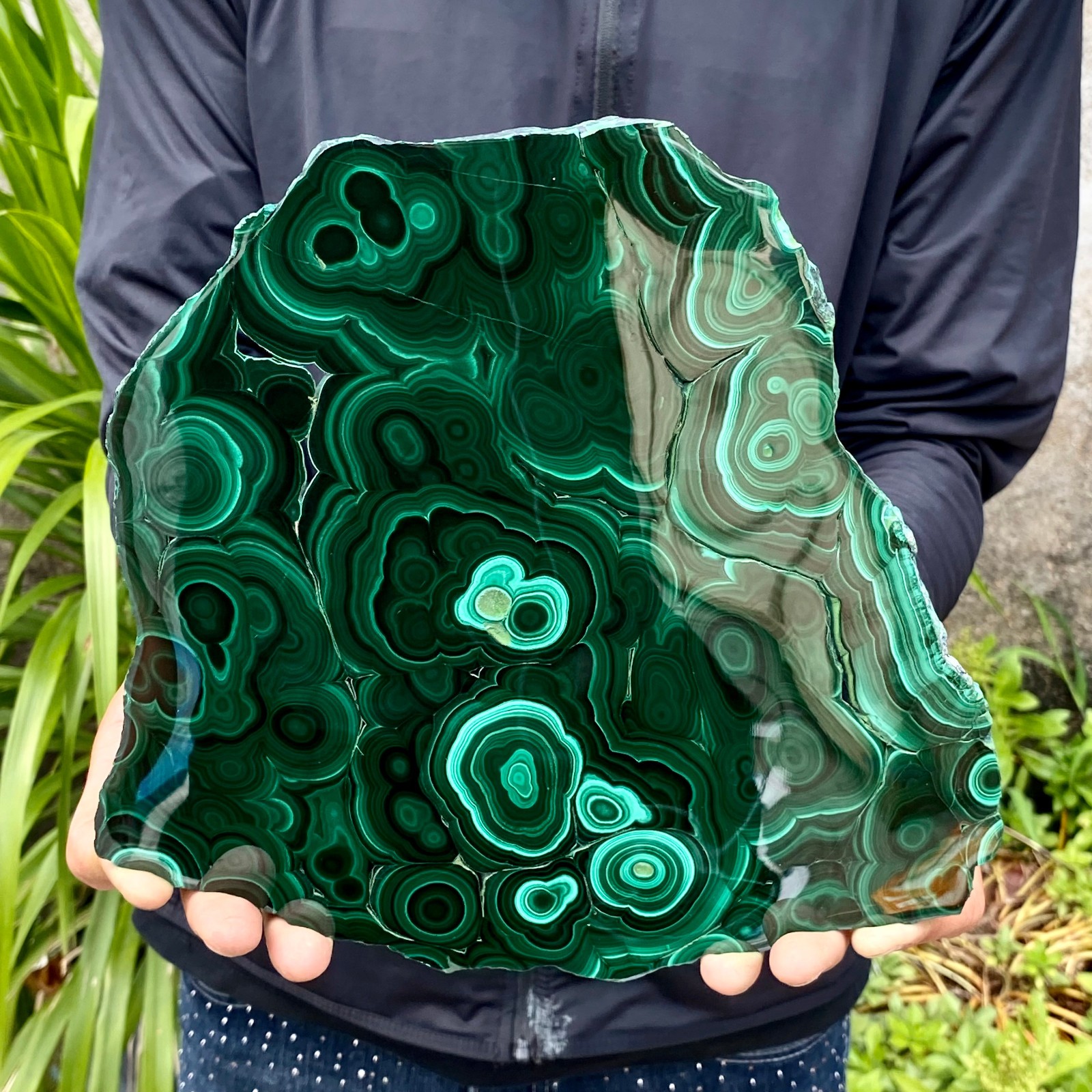 4.67LB Natural malachite slice quartz crystal luster mineral specimen