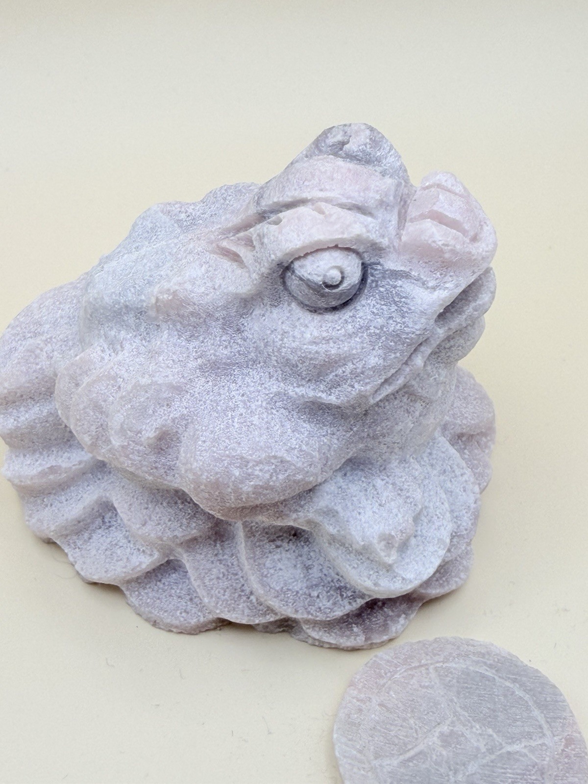 Stunning Pink Opal Money Toad With Removal Coin For Good Fortune Natural Crystal