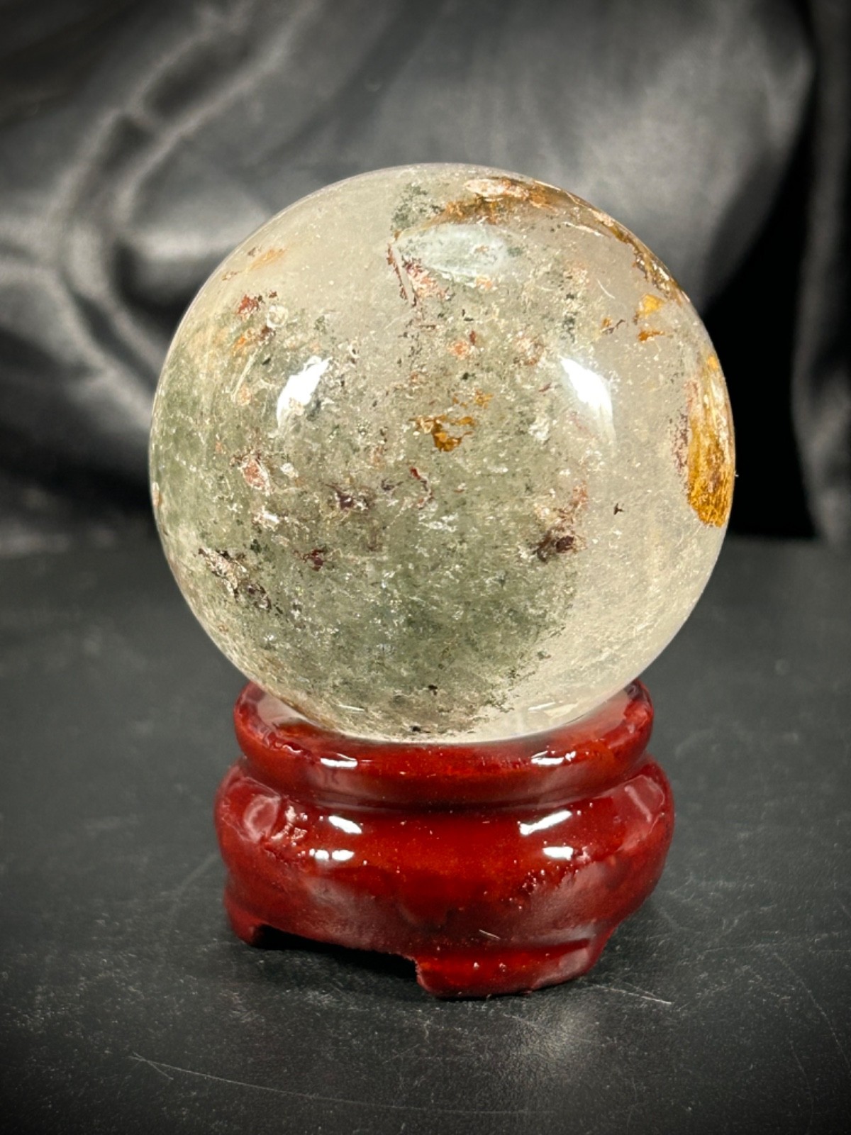 2.02″ Garden Quartz Sphere With Wood Stand 6.5oz (185 grams)