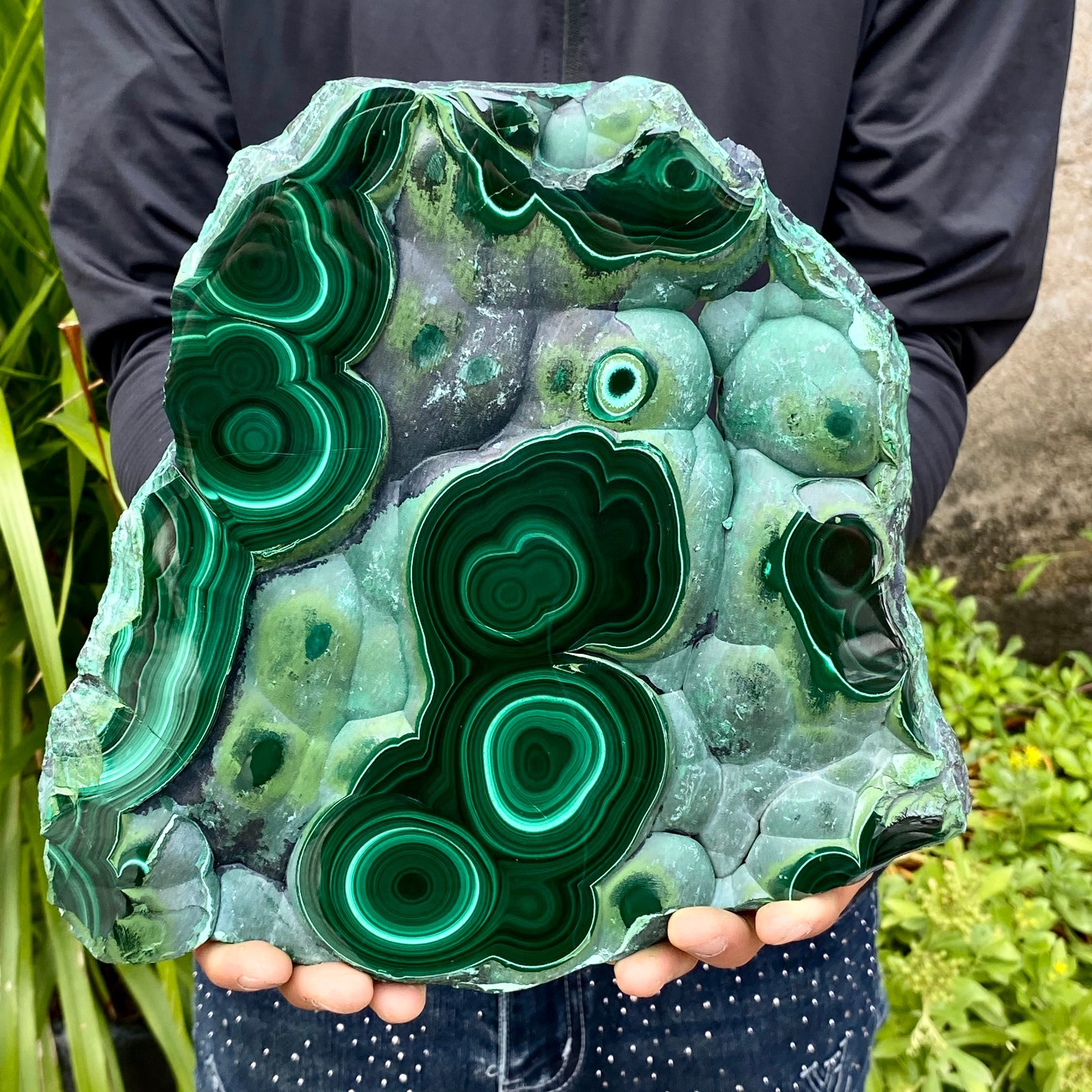 4.67LB Natural malachite slice quartz crystal luster mineral specimen