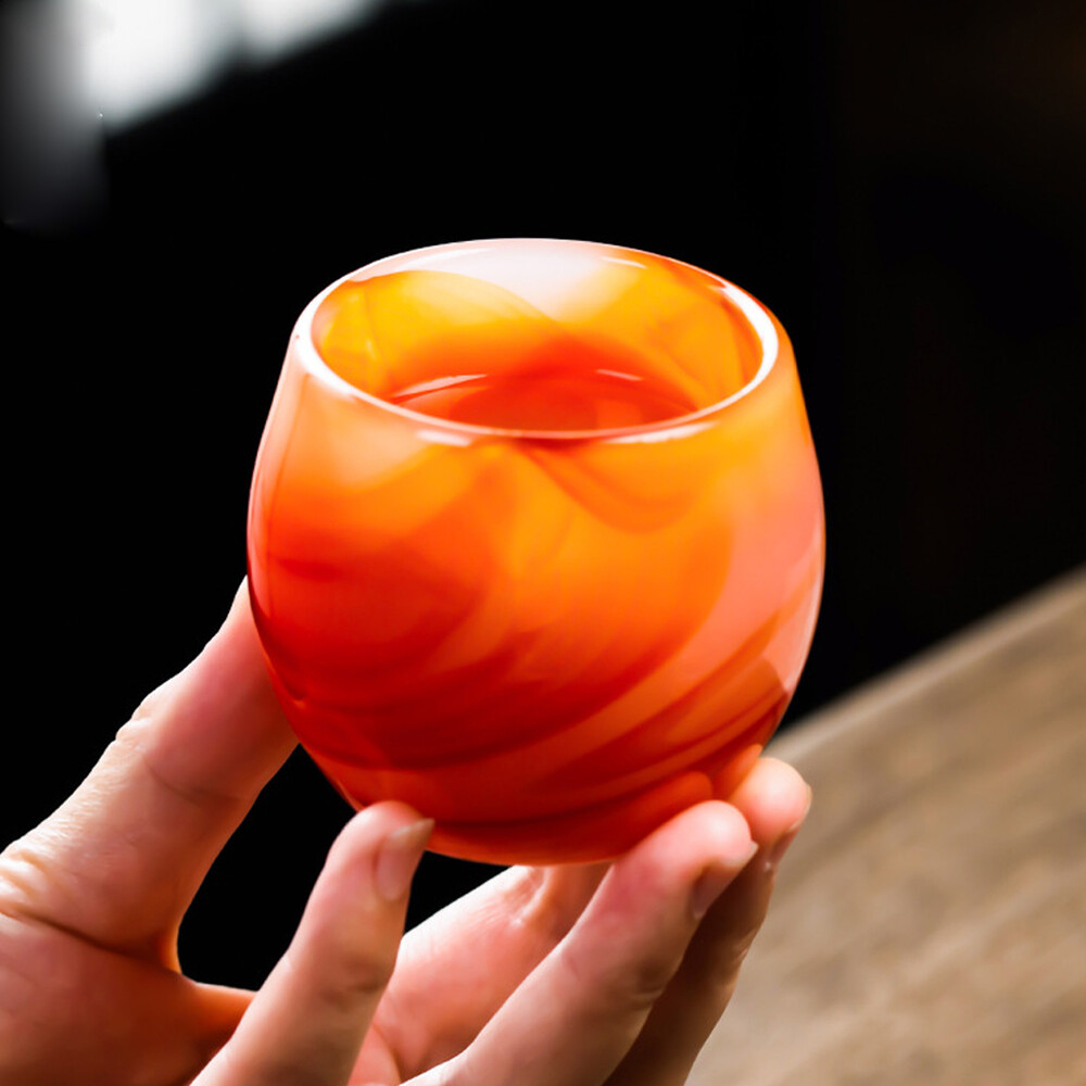 1PC Cup Shape Glass Healing Bowl Mug Reiki Crystal Collection Desktop Decoration