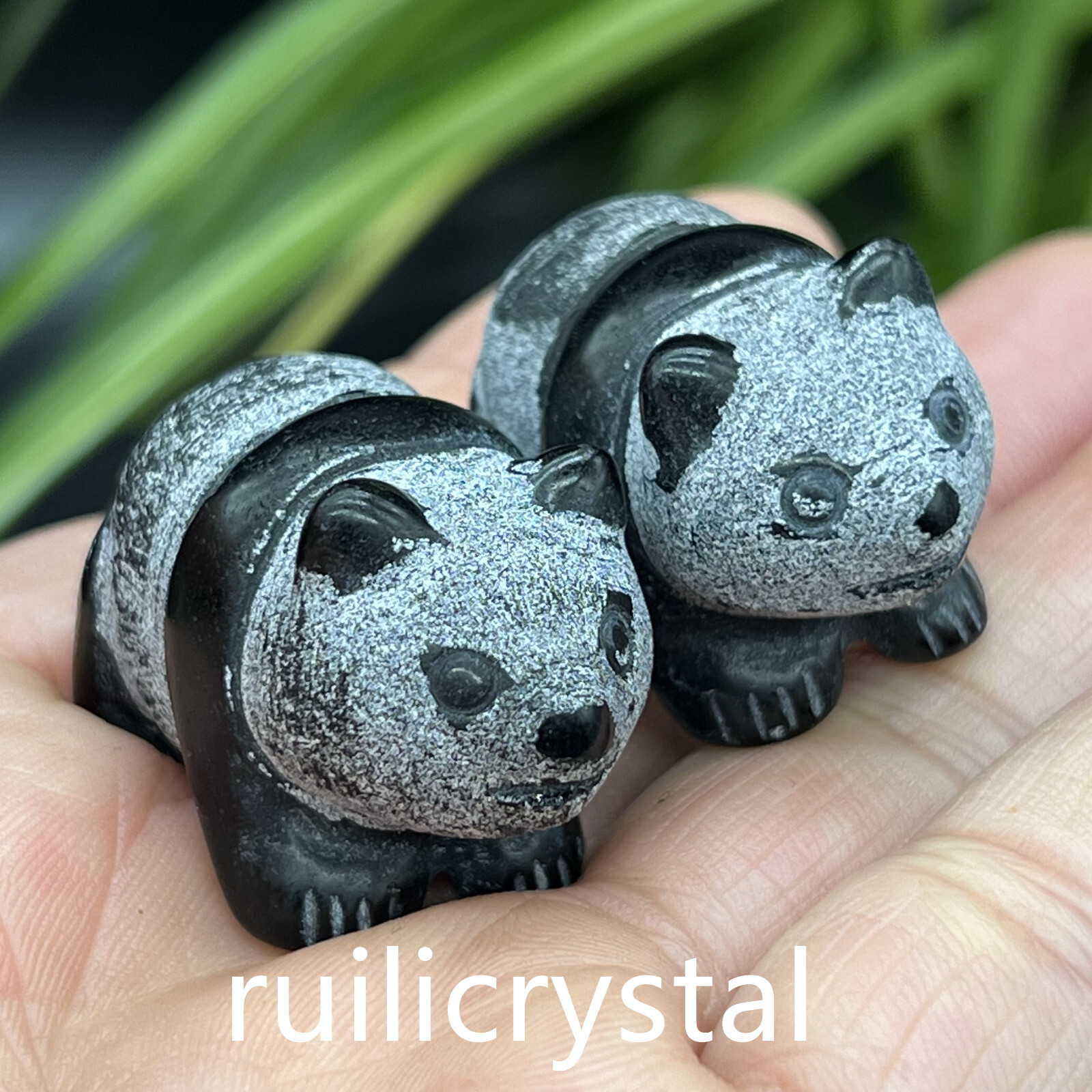 1pc Natural Obsidian Quartz Carved panda skull Crystal Healing 1.5inch