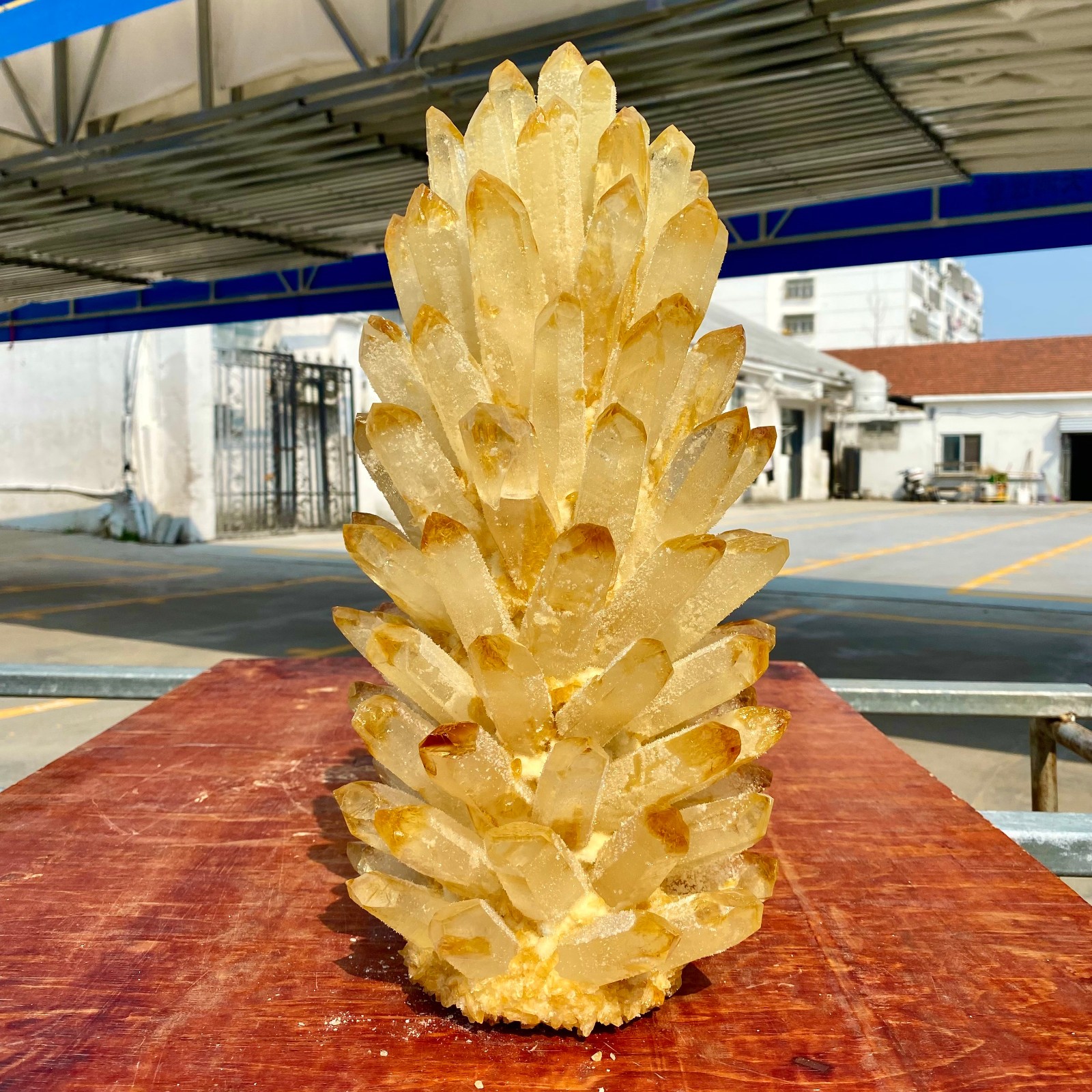 22.69LB New Find Yellow Phantom Crystal Quartz Cluster Mineral Specimen Healing