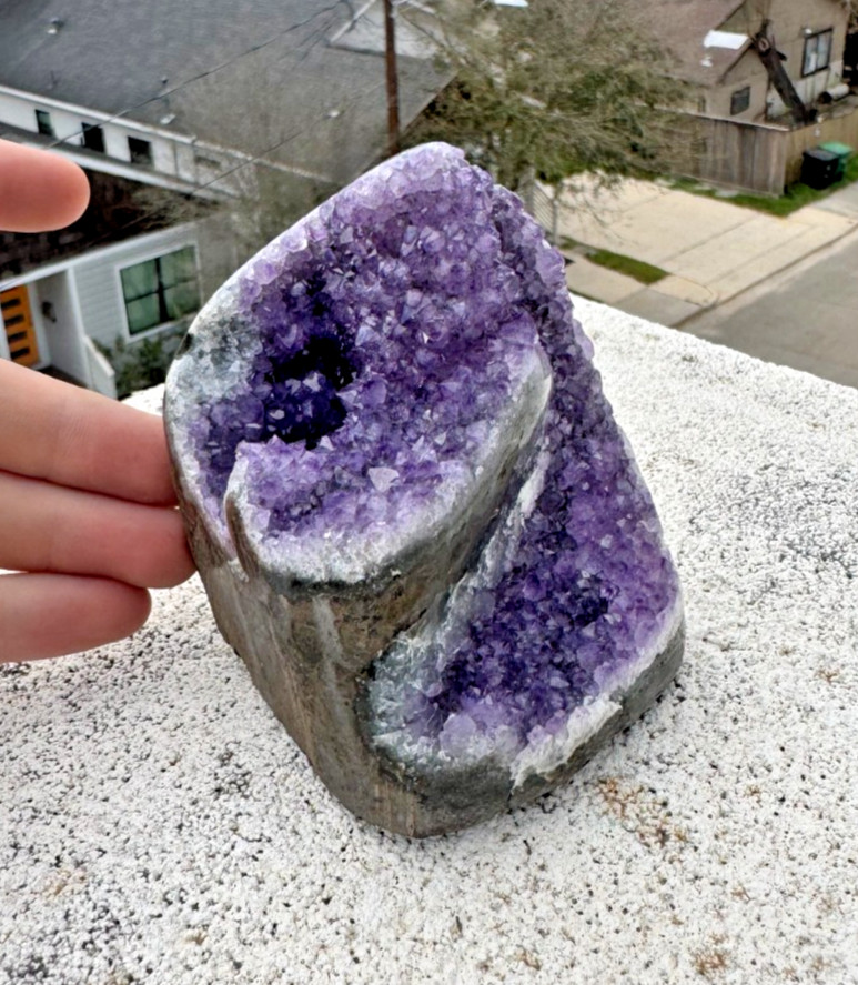 Amethyst Geode Crystal Cluster | 1 lb 4 oz | All Natural, Cut-Base |