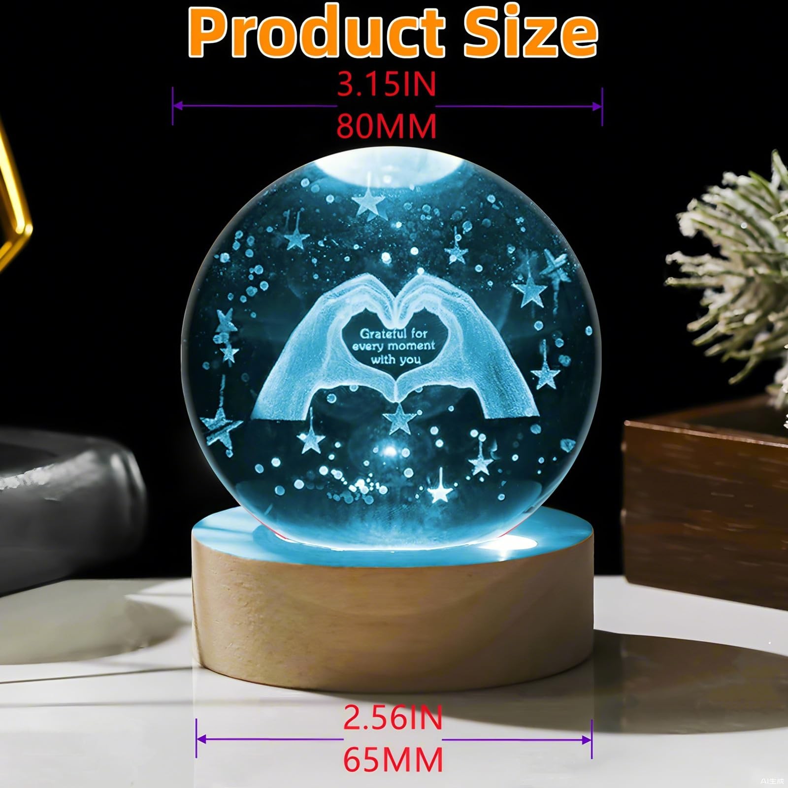 3D Couple 3.15 inches (W) x (D) x 3.7 (H), Heart Hands