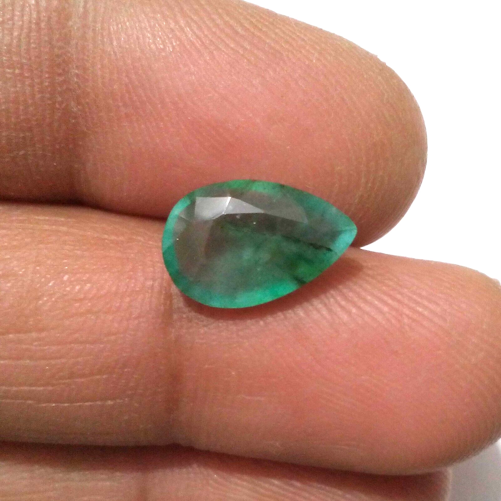 3.40 Crt Top Green Zambian Emerald Pear Shape Faceted Loose Gemstone For Jewelry